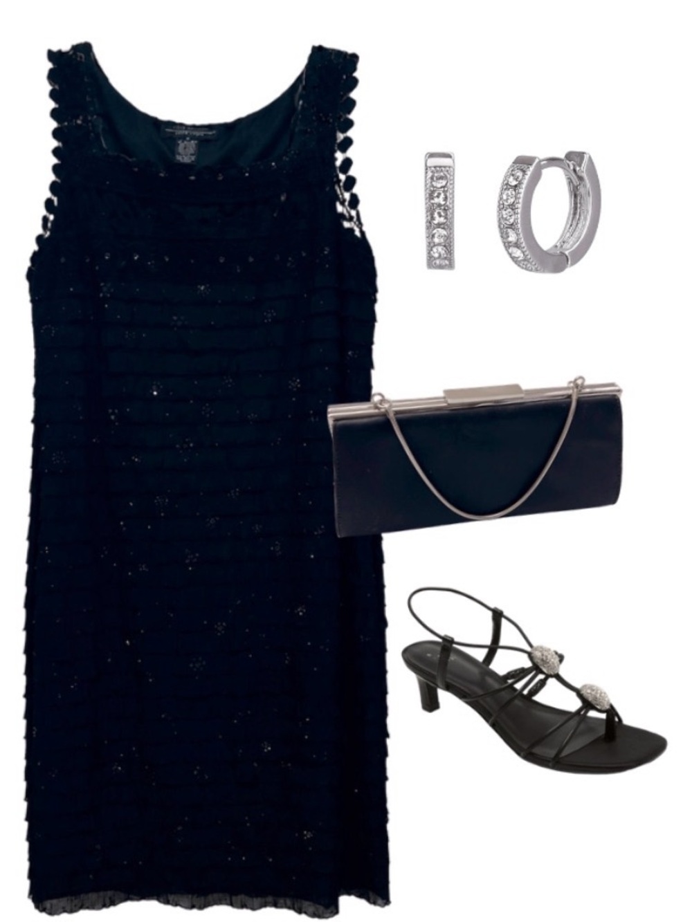 RB Collection NY Elegant Black Shimmer W/Lace Sleeveless Dress-Medium-NWOT - Picture 6 of 9